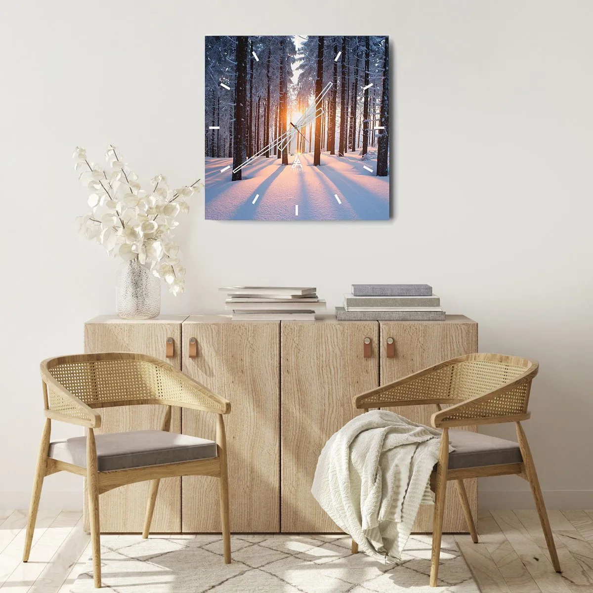 Nástenné hodiny - Jasne čierne na bielom - 40x40 cm