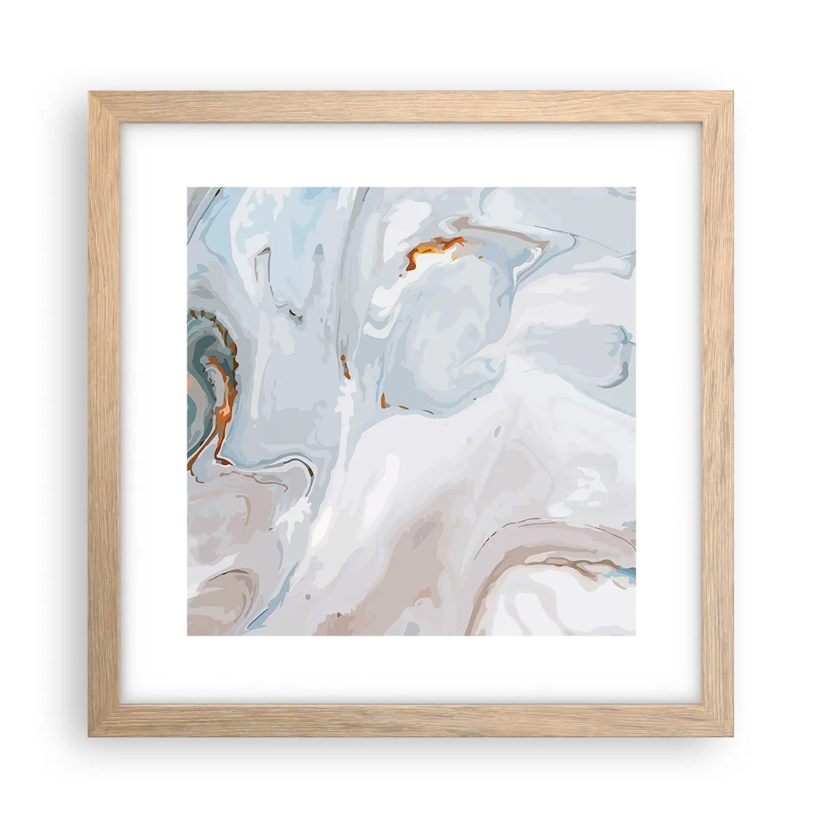 Plagát v ráme zo svetlého duba - Povznesená biela - 30x30 cm