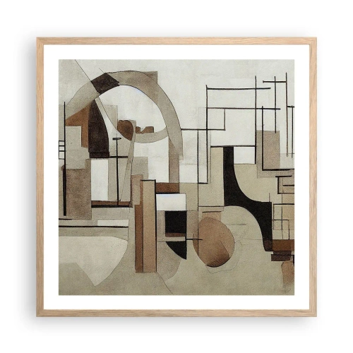 Plagát v ráme zo svetlého duba - Mestská krajina 2.0 - 60x60 cm