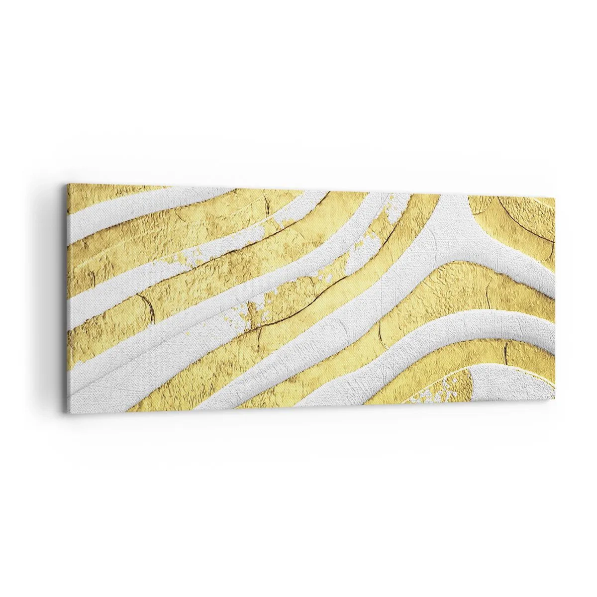 Obraz na plátne - Kompozícia v bielej a zlatej - 100x40 cm