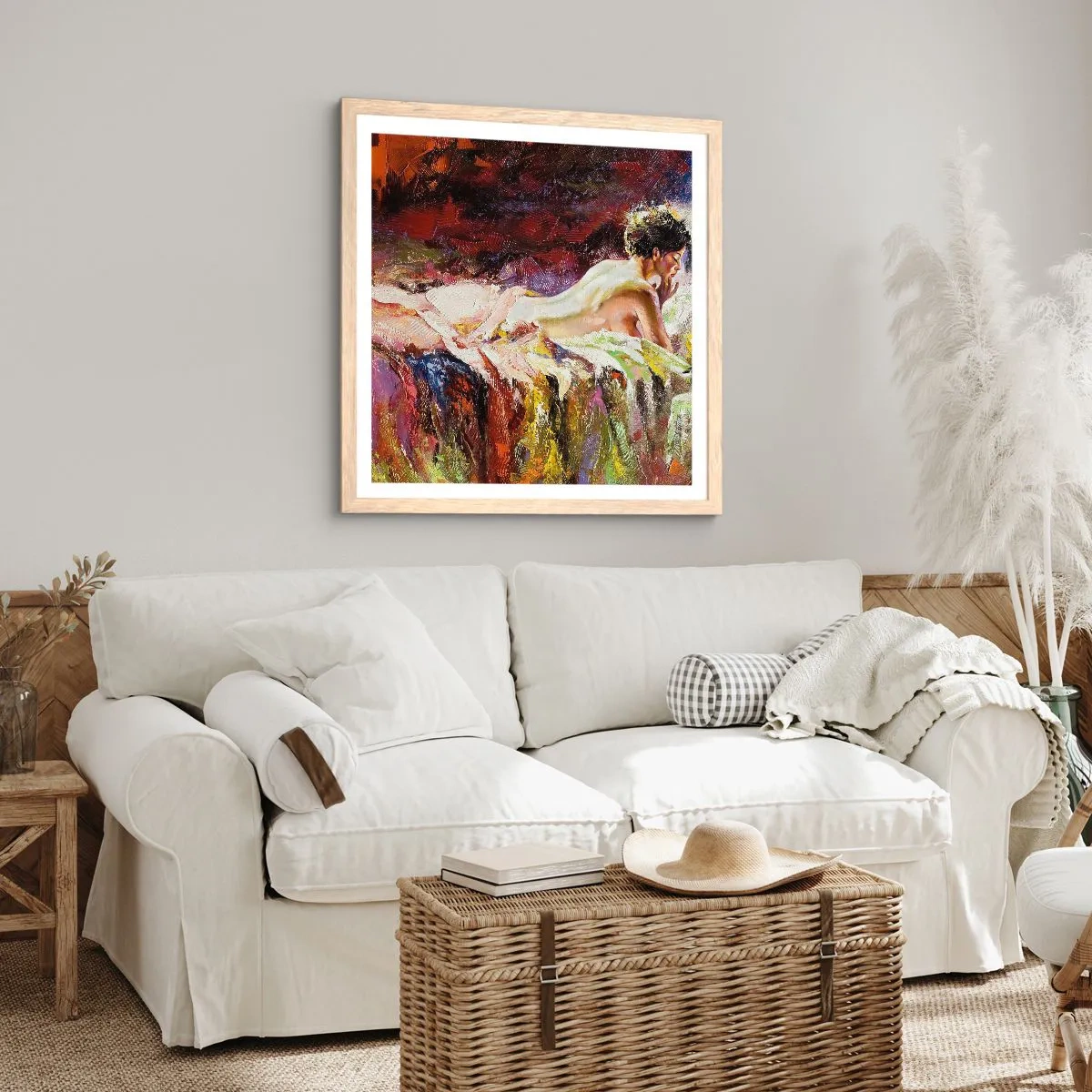 Plagát v ráme zo svetlého duba - Zamyslená Venuša - 30x30 cm