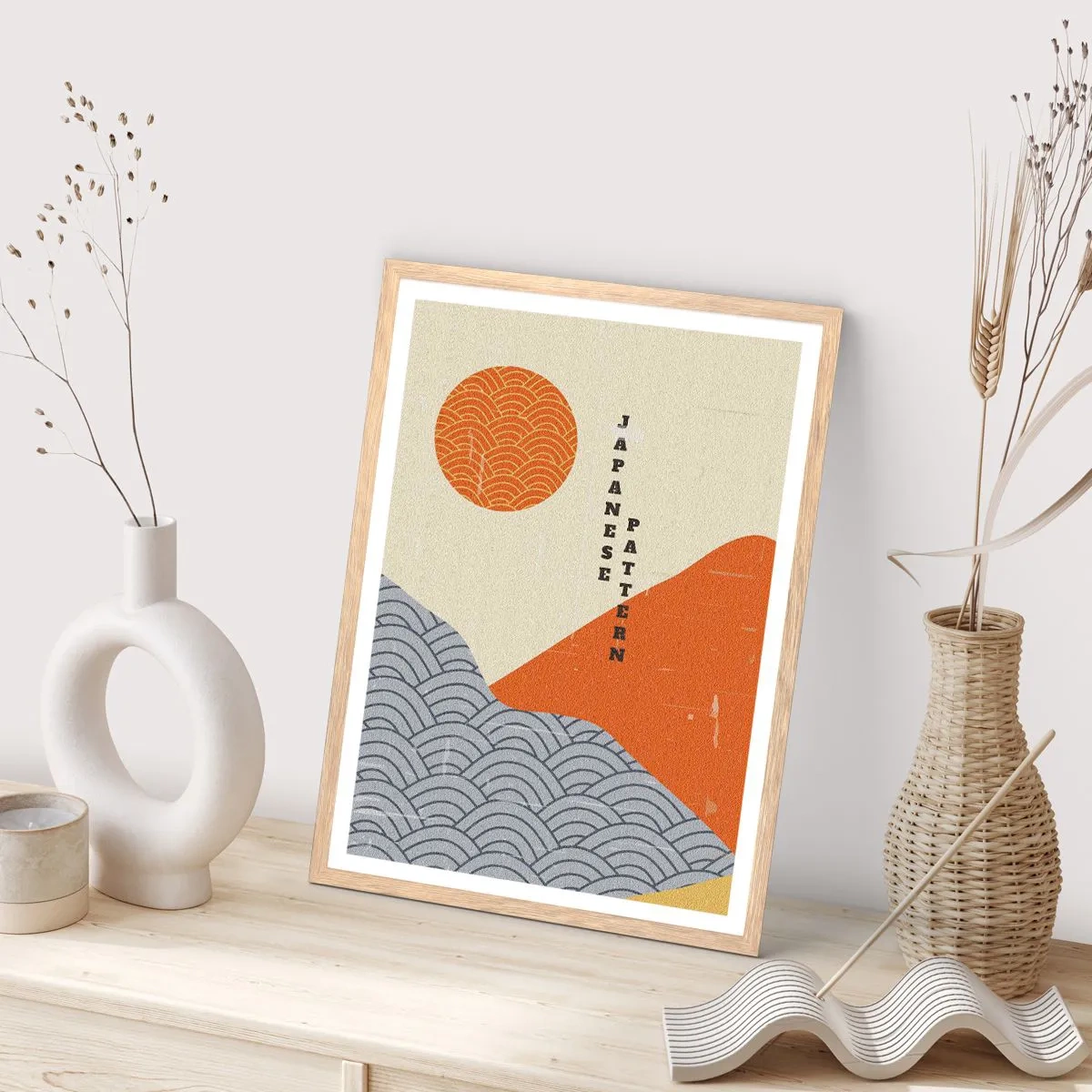 Plagát v ráme zo svetlého duba - V japonskom duchu - 30x40 cm