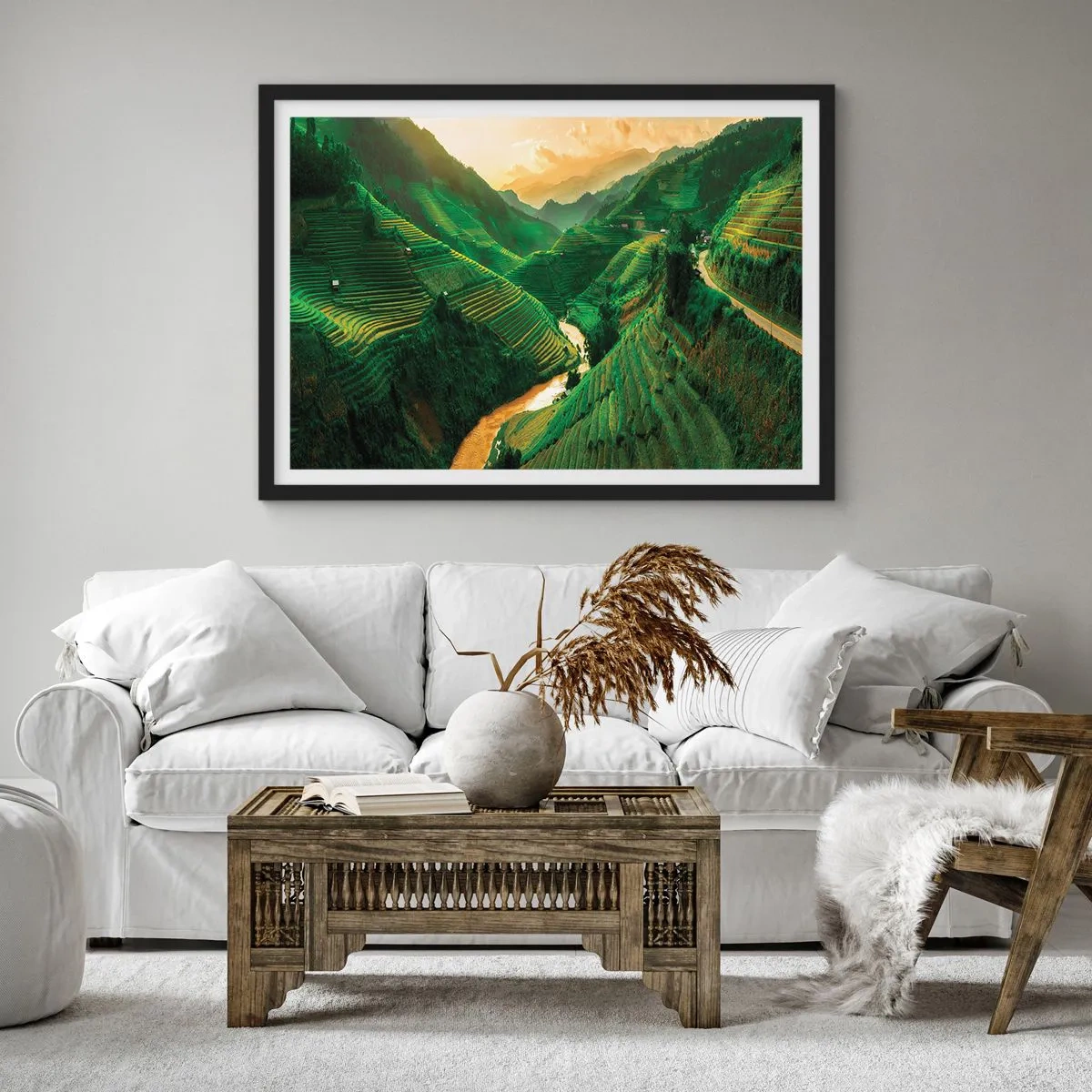 Plagát v čiernom ráme - Vietnamské údolie - 50x40 cm