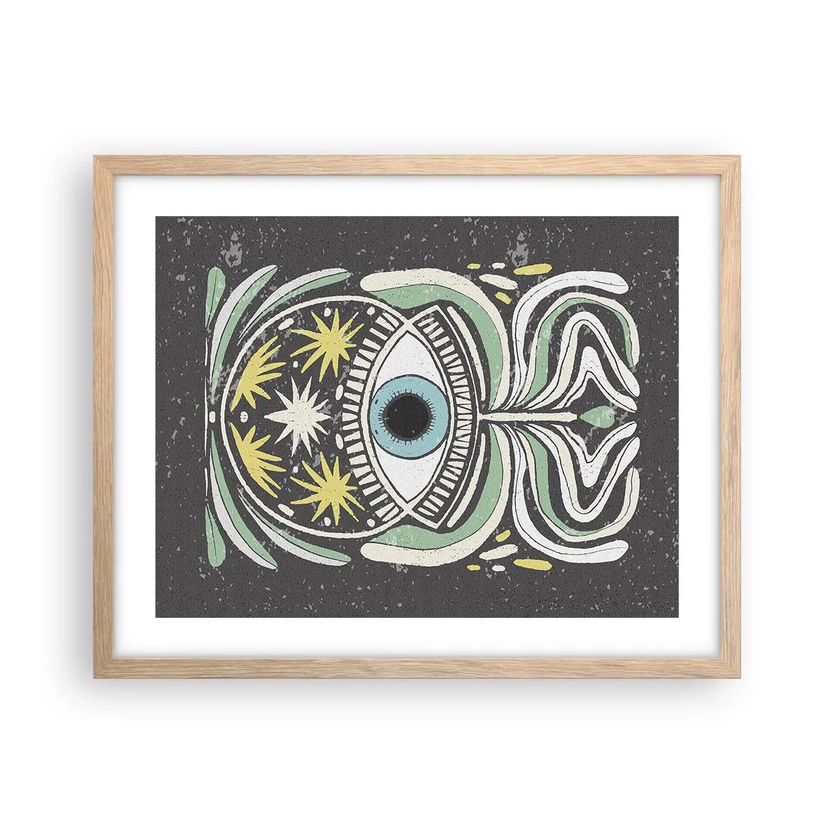 Plagát v ráme zo svetlého duba - Kmeňové rituály - 50x40 cm