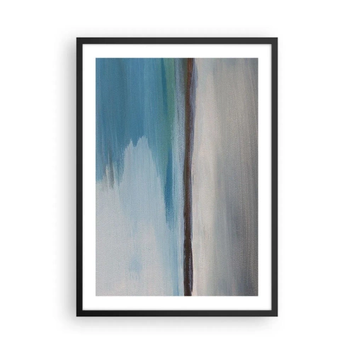 Plagát v čiernom ráme - Abstraktná krajina v odtieňoch modrej a sivej - 50x70cm - Horizontálna krajina - Moderná nástenná dekorácia do obývacej izby a spálne ARTTOR