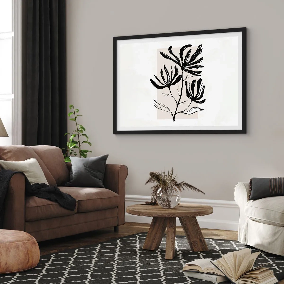 Plagát v čiernom ráme - Náčrtok pre herbár - 70x50 cm