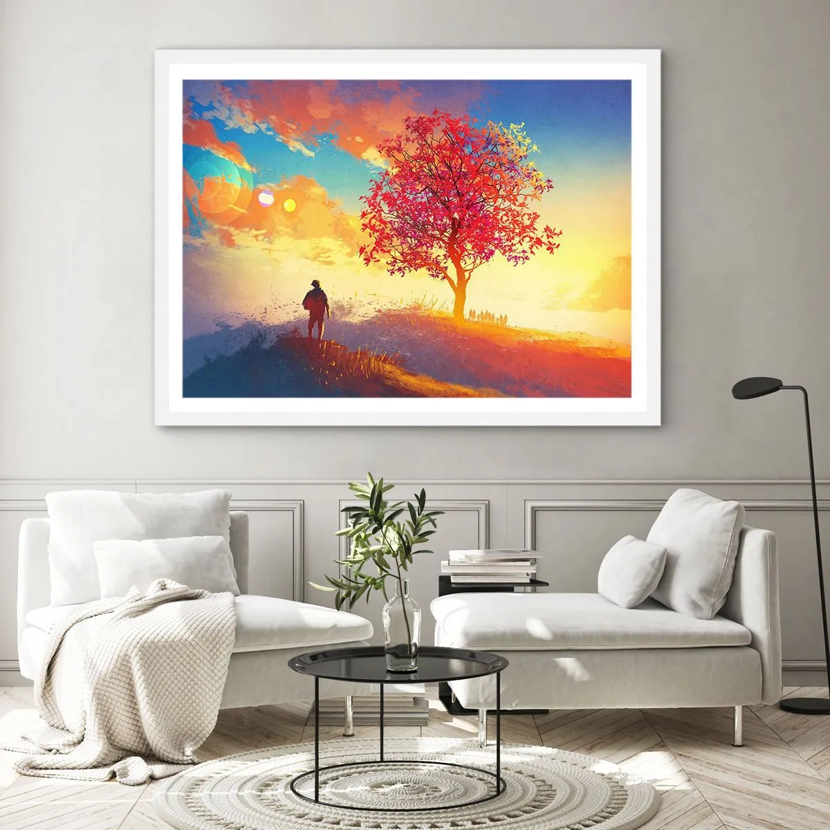 Plagát v bielom ráme - Pútnik pri cieli - 91x61 cm