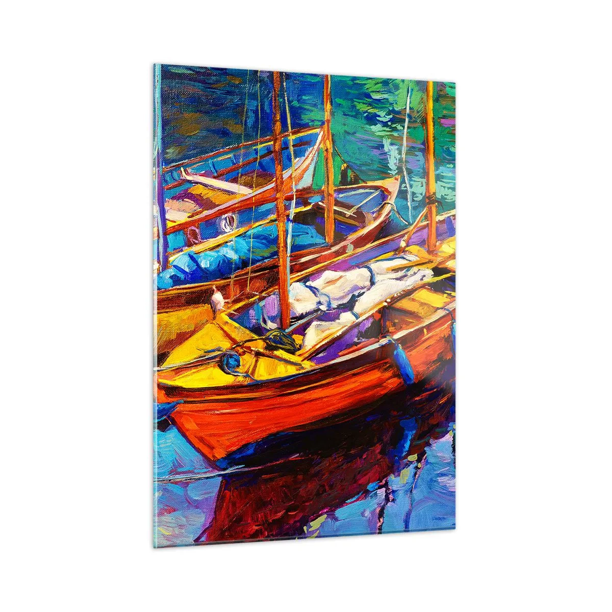 Obraz na skle - Na vode hustej od farieb - 50x70 cm