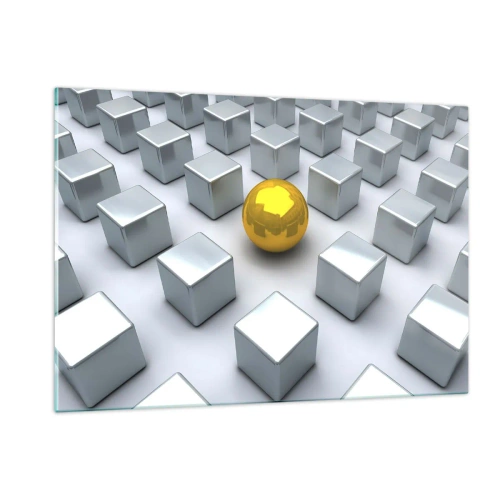 Obraz na skle - Prečo ja? Geometrická kompozícia - 120x80 cm