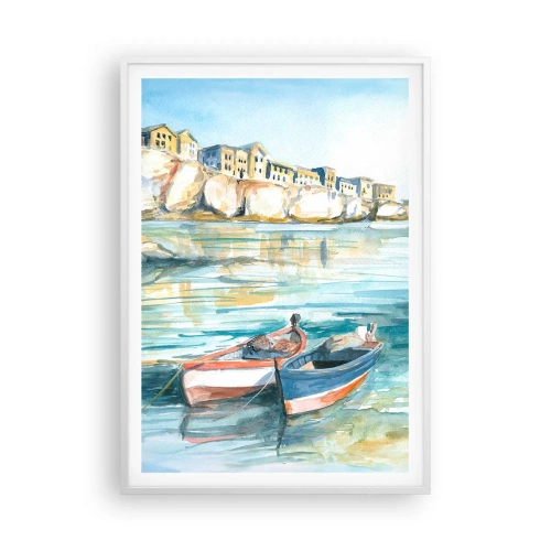 Plagát v bielom ráme - Krajina v modrej - 70x100 cm