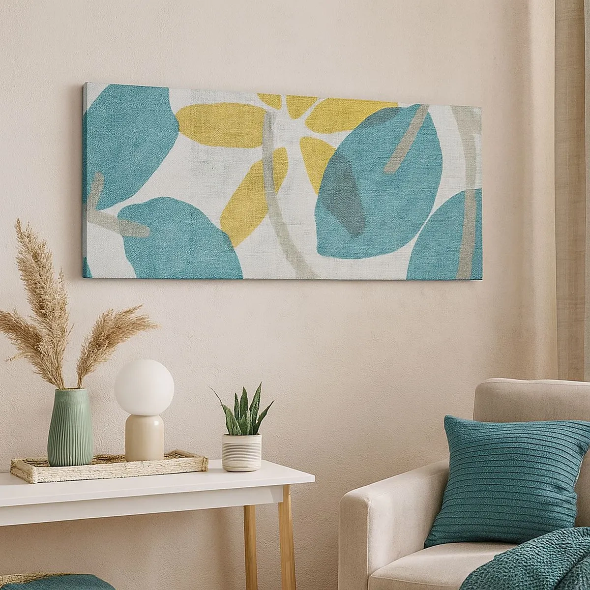 Obraz na plátne - Medzi azúrovými listami - 100x40 cm