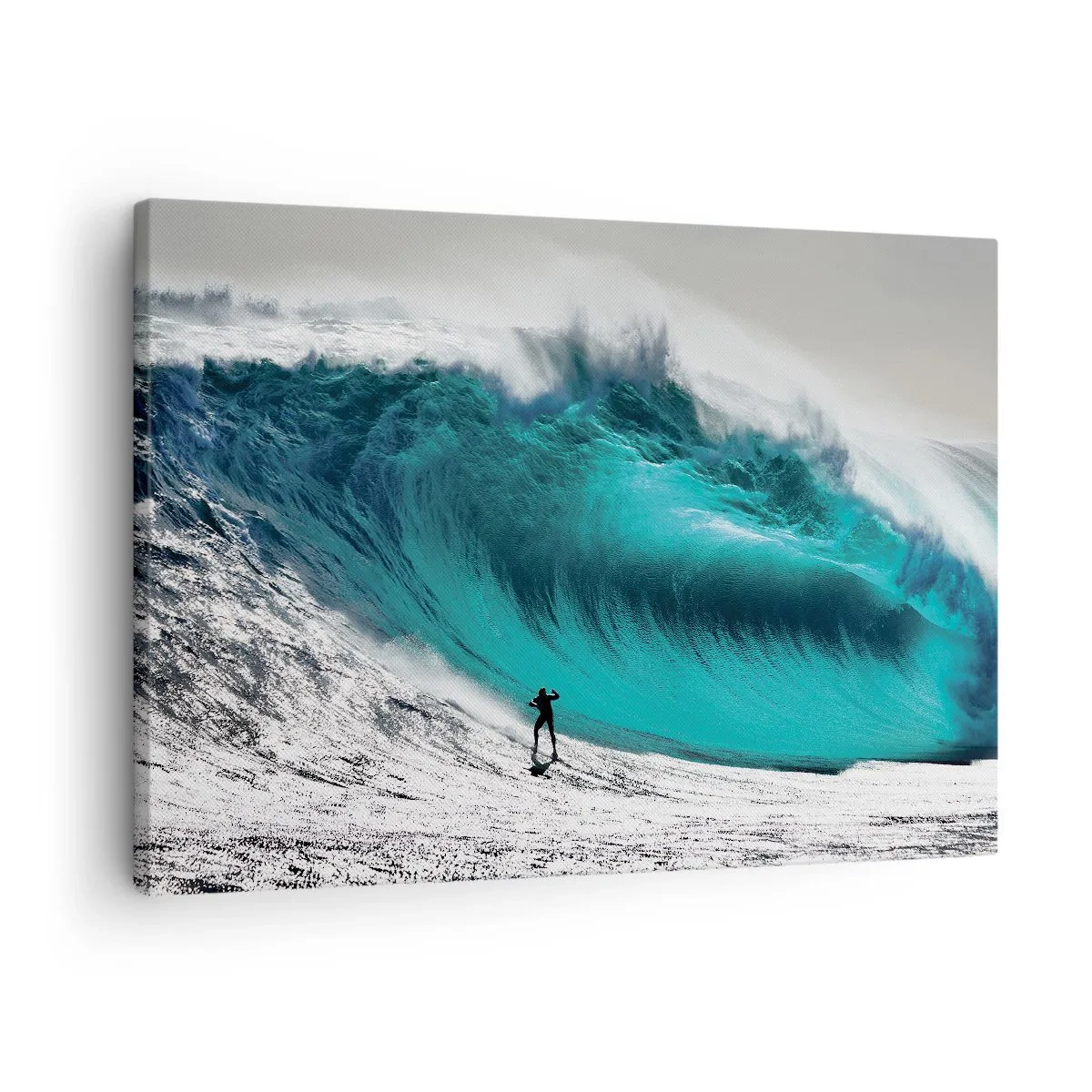 Obraz na plátne - Surfer pred obrovskou vlnou - 70x50cm - Výzva prijatá - Moderná nástenná dekorácia do obývacej izby a spálne ARTTOR