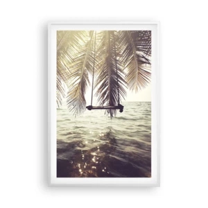 Plagát v bielom ráme - Hojdať sa ľubovoľne v oblakoch - 61x91 cm