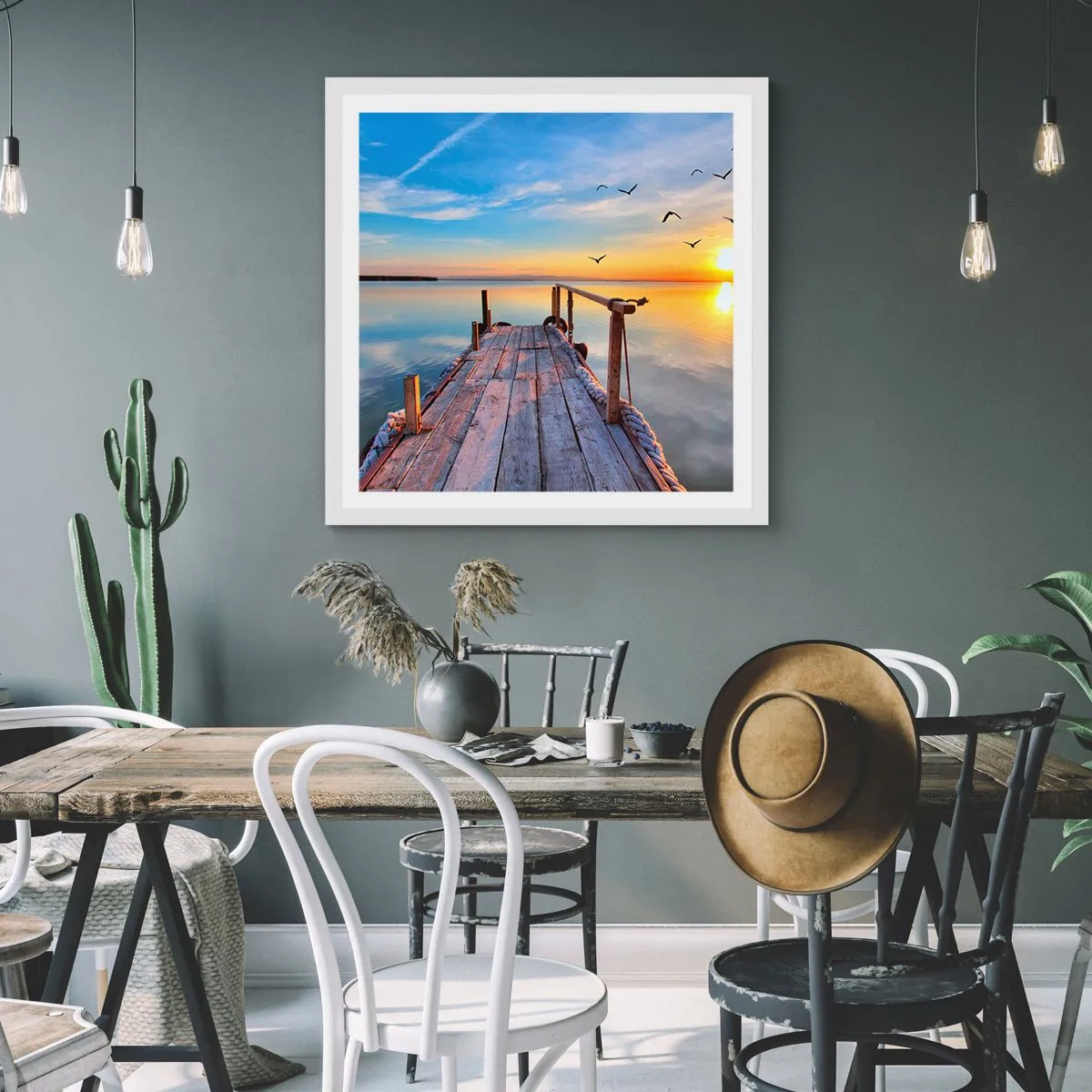 Plagát v bielom ráme - Ísť pred seba smerom k slnku - 60x60 cm