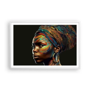 Plagát v bielom ráme - Africká kráľovná - 91x61 cm