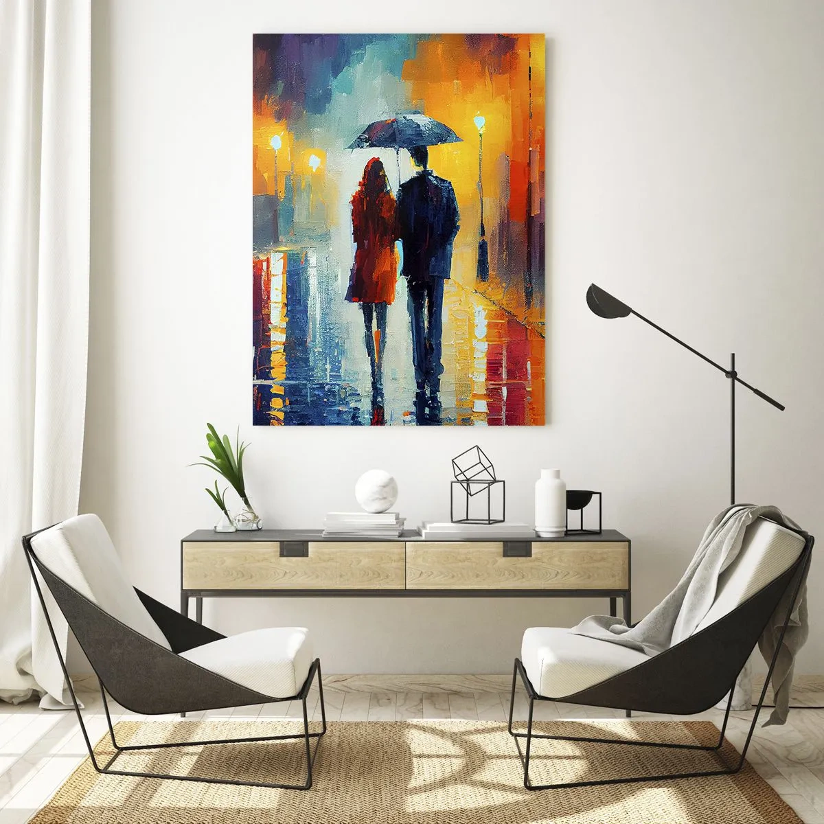 Obraz na skle - Spolu – farebná noc - 50x70 cm