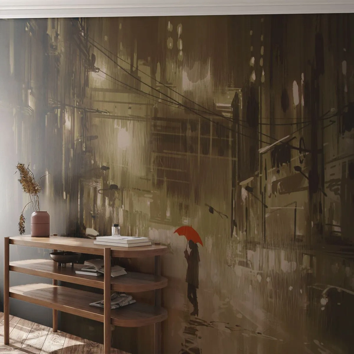 Fototapeta Premium Canvas - Sama, ale nie osamelá - Mesto, Žena, Architektúra - 500x350 cm