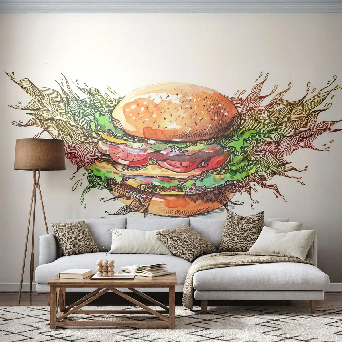 Samolepiaca Fototapeta Deluxe Sticker - Horúce pokušenie - Gastronómia, Hamburger, Kulinárske - 450x315 cm