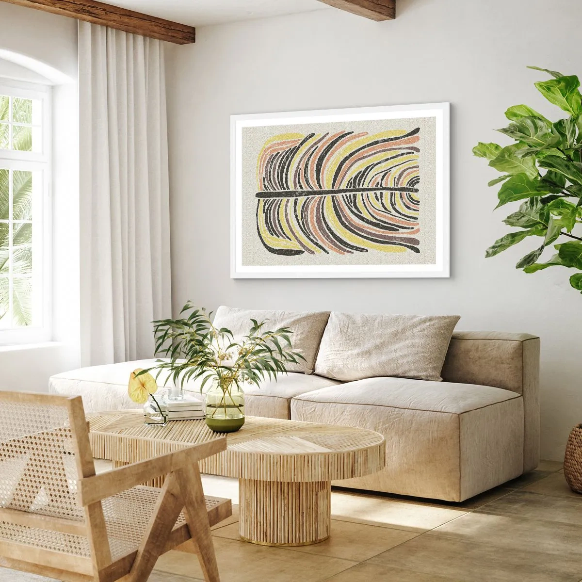 Plagát v bielom ráme - Abstrakcia plná života - 70x50 cm