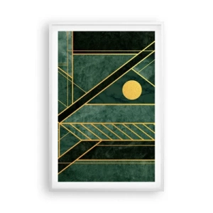 Plagát v bielom ráme - Dynamika zlata a lazuritu - 61x91 cm