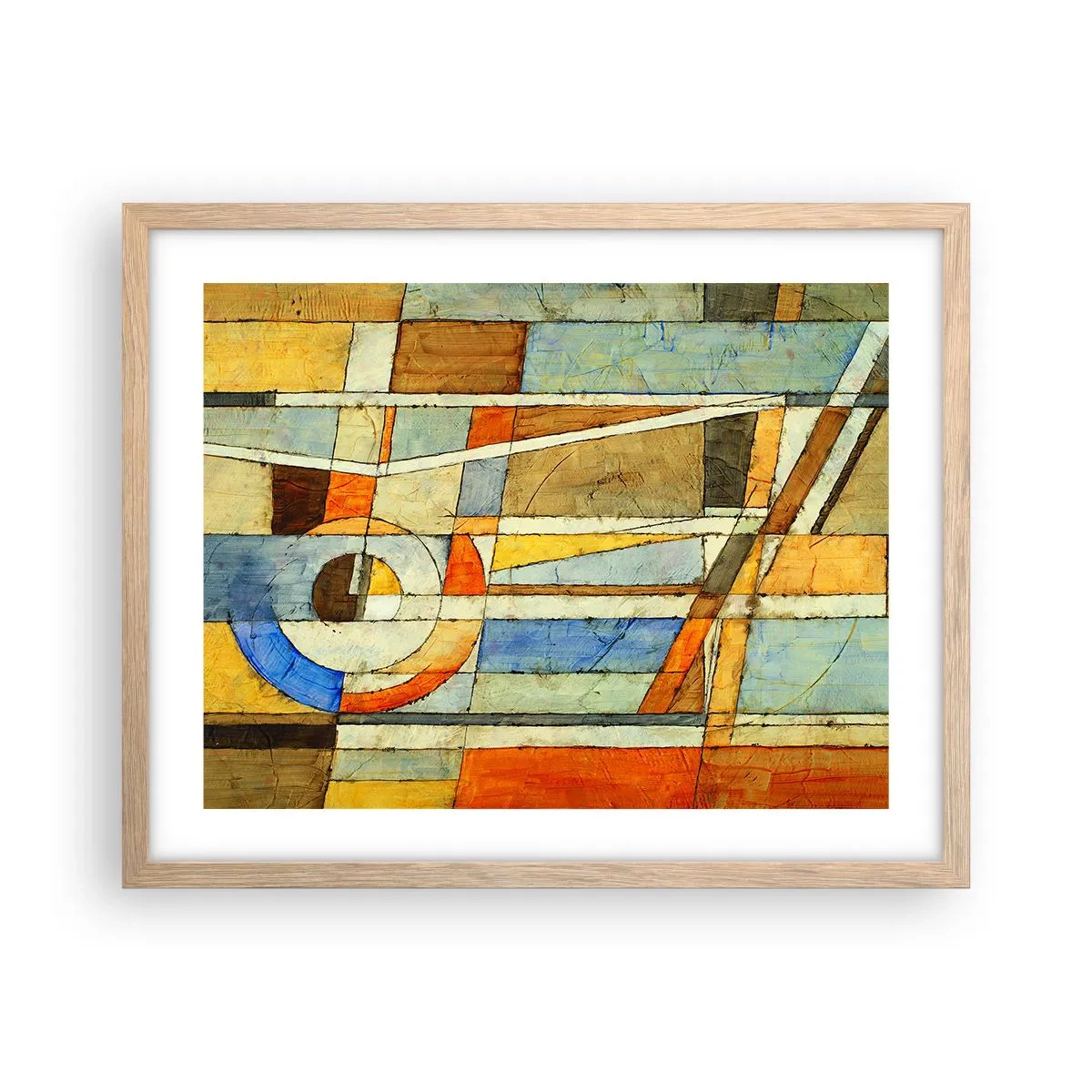 Plagát v ráme zo svetlého duba - Kubizmus na stavbe - 50x40 cm