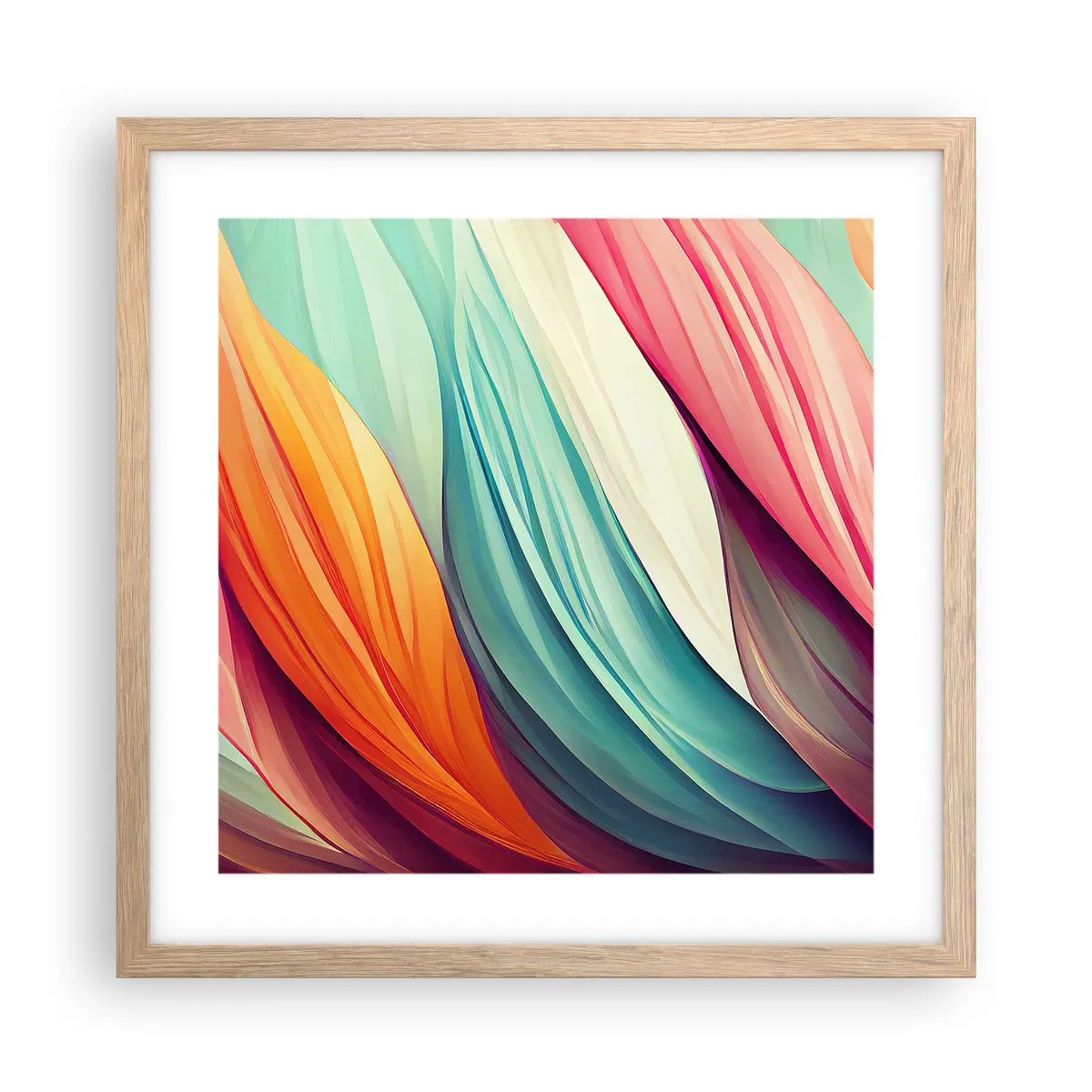 Plagát v ráme zo svetlého duba - Dúhový uzol - 40x40 cm