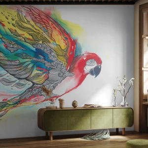 Fototapeta Standard Eco - Farebný papagáj v umeleckom akvarelovom štýle - 100x70cm - Ži farebne - Moderná nástenná dekorácia do obývacej izby a spálne ARTTOR