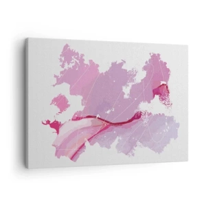 Obraz na plátne - Abstraktná mapa sveta v odtieňoch ružovej - 70x50cm - Mapa ružového sveta - Moderná nástenná dekorácia do obývacej izby a spálne ARTTOR