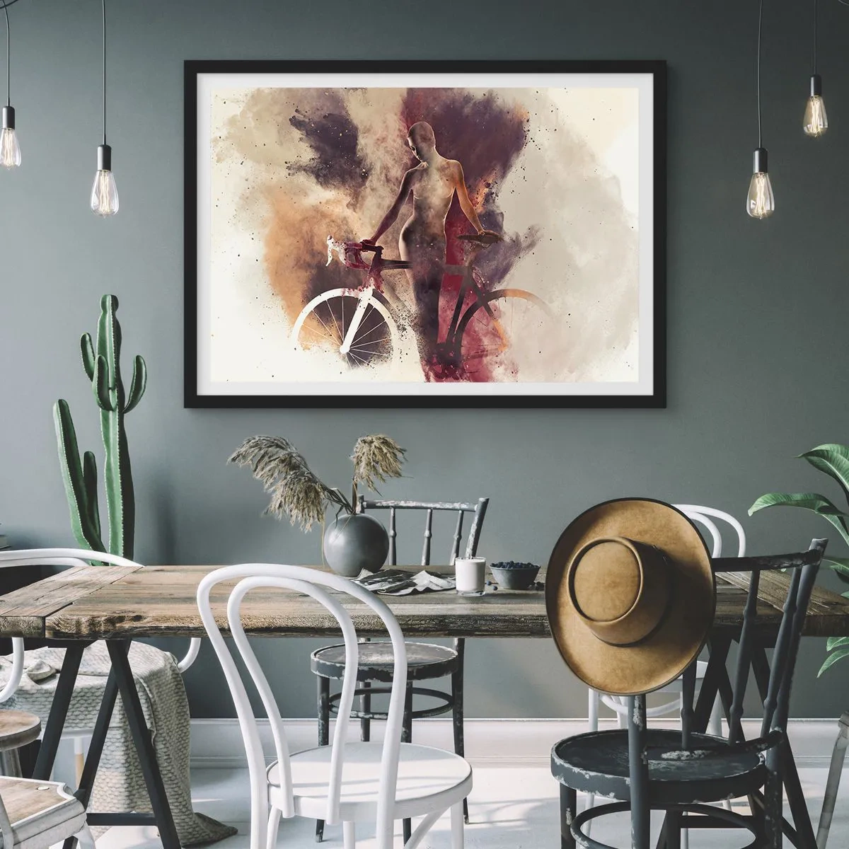 Plagát v čiernom ráme - Cyklistická duša v mramorových tvaroch - 70x50 cm