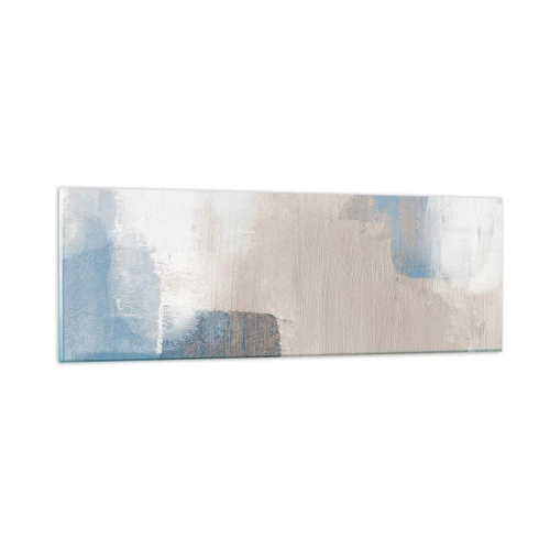 Obraz na skle - Ružová abstrakcia za modrým závojom - 90x30 cm