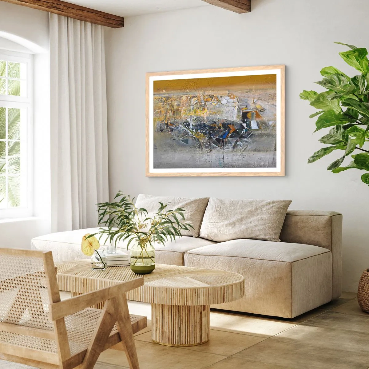 Plagát v ráme zo svetlého duba - Všetko sa podarí - 100x70 cm