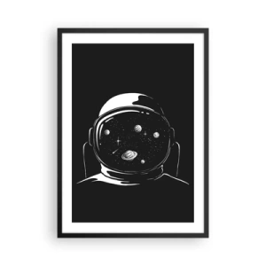 Plagát v čiernom ráme - Astronaut s odrazom vesmíru v prilbe - 50x70cm - Skvelý výhľad - Moderná nástenná dekorácia do obývacej izby a spálne ARTTOR