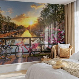 Fototapeta Premium Canvas - Jarné ráno v Amsterdame - Mesto, Amsterdam, Architektúra - 150x105 cm