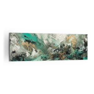 Obraz na plátne - Smaragdovočierne vlnobitie - 160x50 cm
