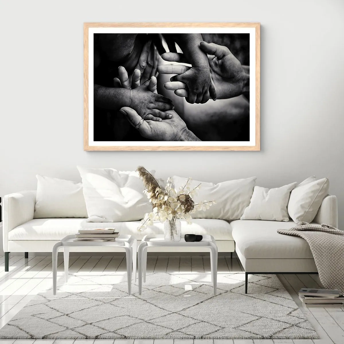 Plagát v ráme zo svetlého duba - Byť človekom - 50x40 cm