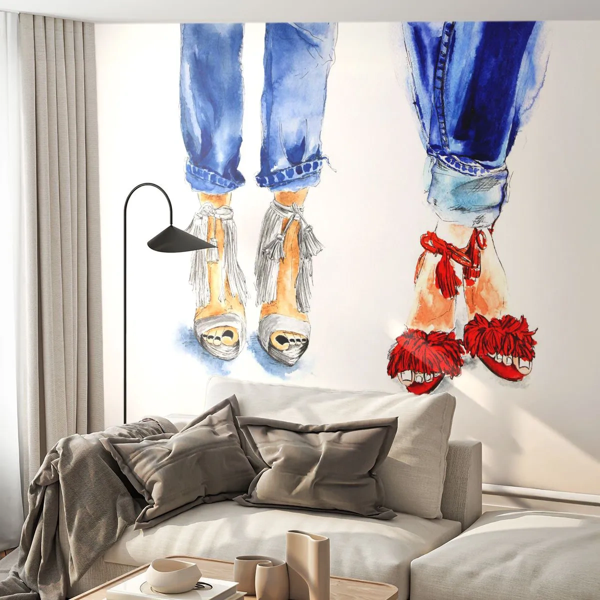 Fototapeta Premium Canvas - Možno by sme sa vydali na prechádzku? - Žena, Móda, Obuv - 450x315 cm