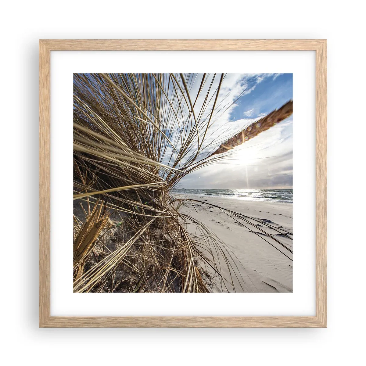 Plagát v ráme zo svetlého duba - Stretnutie živlov - 40x40 cm