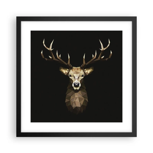 Plagát v čiernom ráme - Kubistický jeleň - 40x40 cm