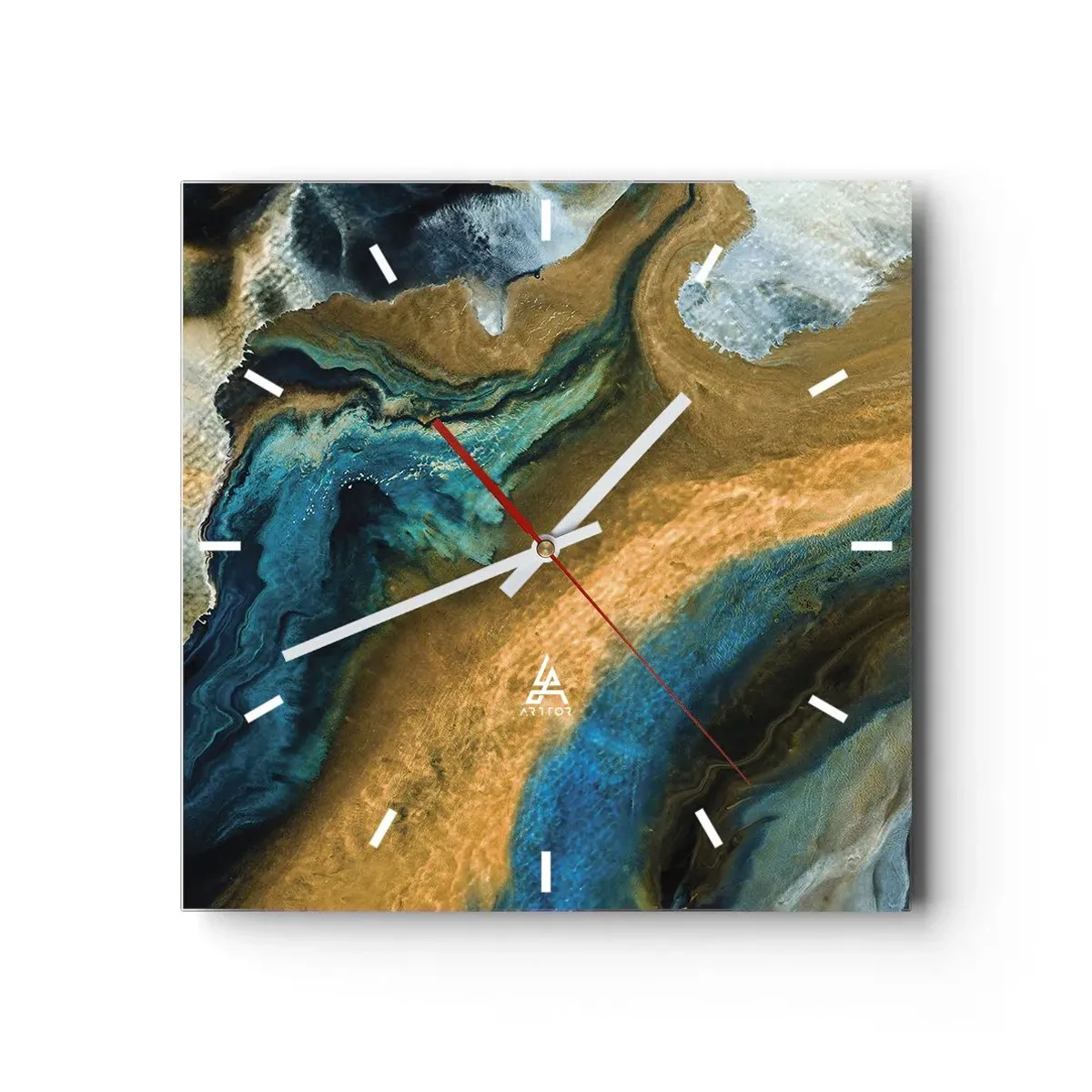 Nástenné hodiny - Modrá – žltá – vzájomné vplyvy - 40x40 cm