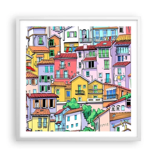 Plagát v bielom ráme - Veselé mesto - 60x60 cm