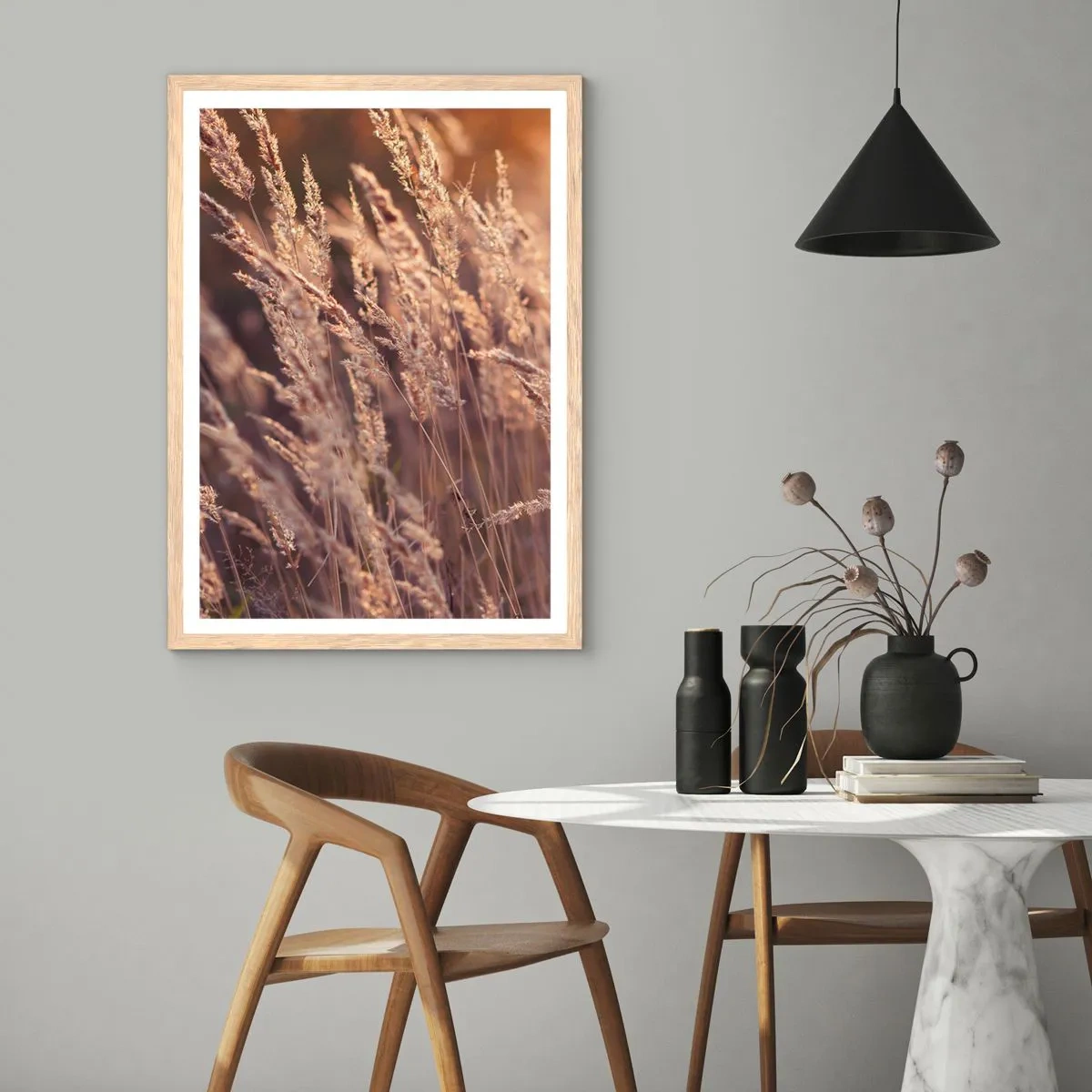 Plagát v ráme zo svetlého duba - Pripravení privítať jeseň - 30x40 cm