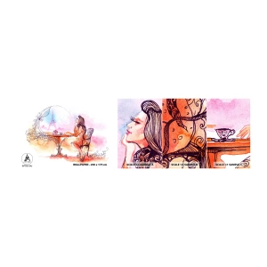 Vzorka samolepiacej fototapety Deluxe Sticker - Parížska elegancia - Paríž, Žena, Eiffelova veža - 100x30 cm