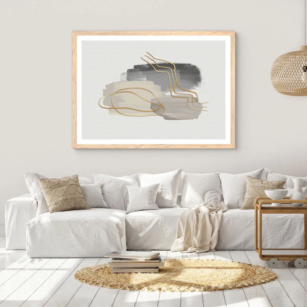 Plagát v ráme zo svetlého duba - Trvanie a pohyb - 100x70 cm