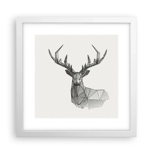 Plagát v bielom ráme - Jeleň v kubistickom štýle - 30x30 cm