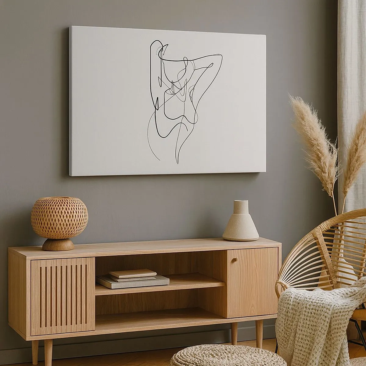 Obraz na plátne - Minimalistický obrys ženskej siluety - 70x50cm - Ty si záhada… - Moderná nástenná dekorácia do obývacej izby a spálne ARTTOR