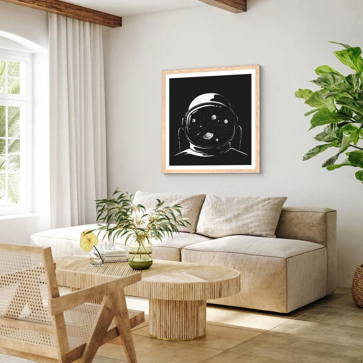 Plagát v ráme zo svetlého duba - Skvelý výhľad - 50x50 cm