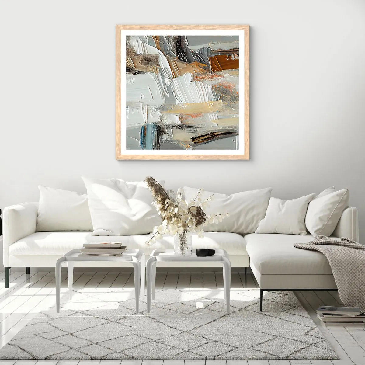 Plagát v ráme zo svetlého duba - Farebné nahromadenie - 60x60 cm