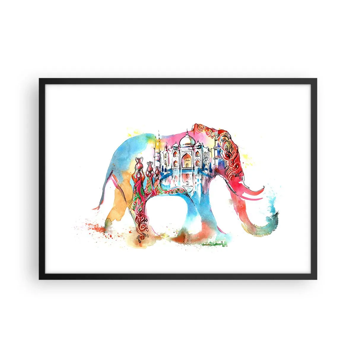 Plagát v čiernom ráme - India - aura lásky - 70x50 cm