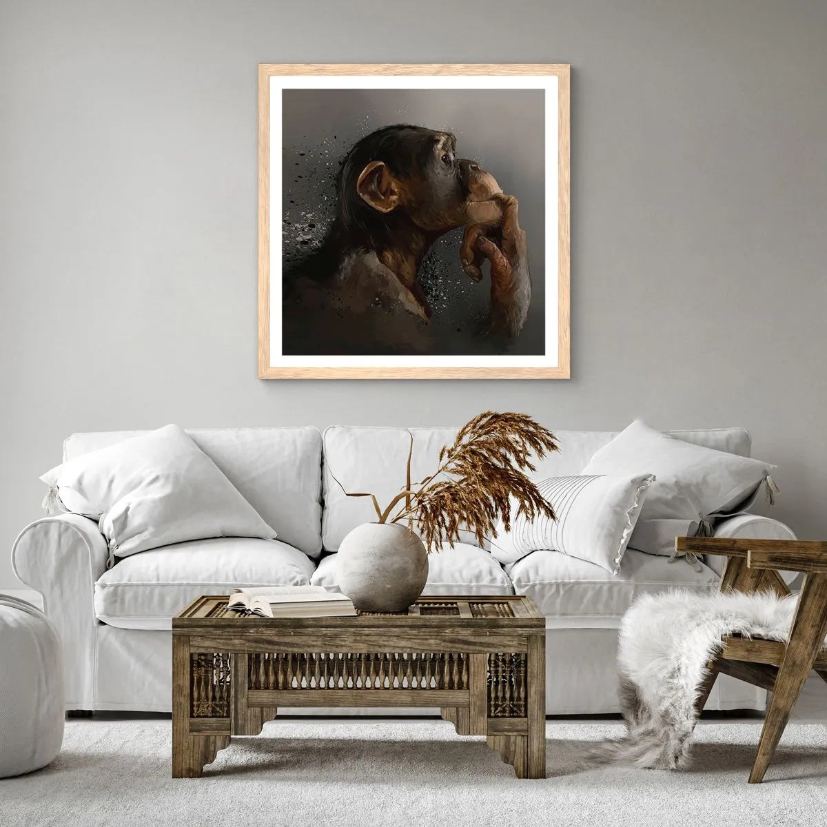 Plagát v ráme zo svetlého duba - Určite mysliteľ - 40x40 cm
