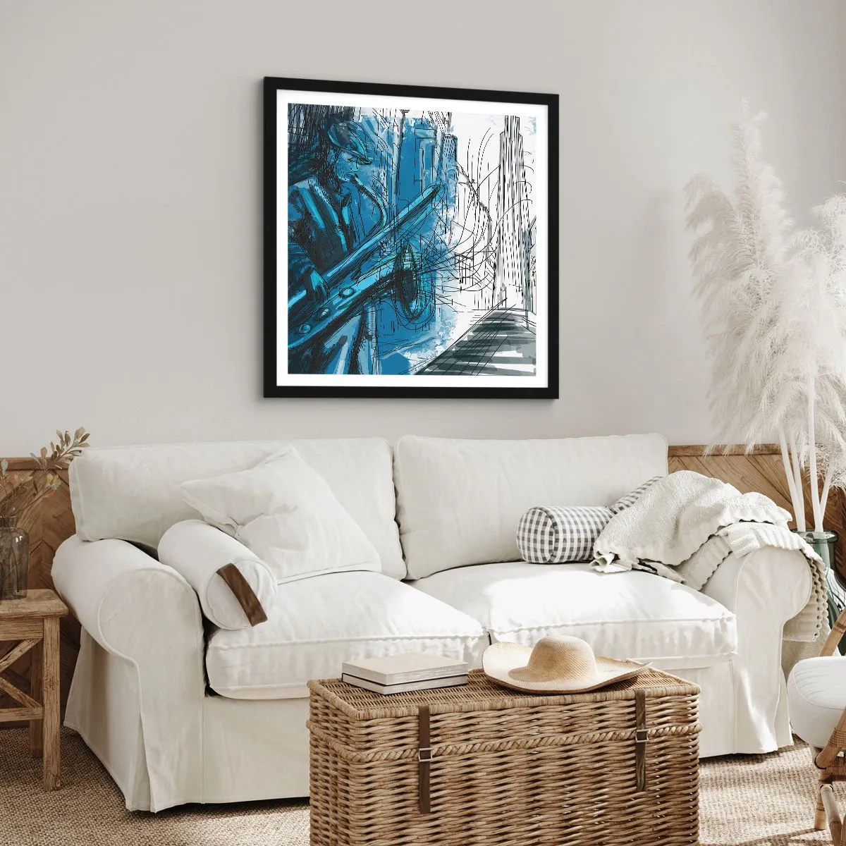 Plagát v čiernom ráme - Mestská rapsódia - 60x60 cm